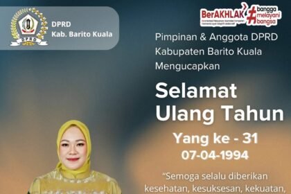 Pimpinan beserta seluruh Anggota DPRD Kabupaten Barito Kuala Mengucapkan Selamat Ulang Tahun Ibu Ayu Dyan Liliana Sari Wiryono Amd. Keb Ketua DPRD Kabupa
