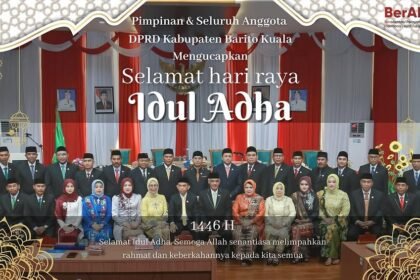 Pimpinan Seluruh Anggota DPRD Kabupaten Barito Kuala Mengucapkan Selamat Hari Raya Idul Adha 1446 Hijriah. Semoga Allah senantiasa melimpahkan rahmat dan