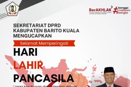Sekretariat DPRD Kabupaten Barito Kuala Mengucapkan Selamat Hari Lahir Pancasila Jaga kerukukan dan toleransi dalam semangat persatuan pancasila 1 Juni