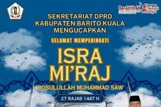 Sekretariat DPRD Kabupaten Barito Kuala Mengucapkan Selamat Memperingati Isra Miraj Nabi Muhammad SAW 27 Rajab 1447 HijriyahJPG