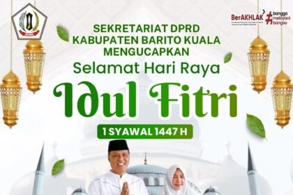 Sekretariat DPRD Kabupaten Barito Kuala Mengucapkan Taqabbalallahu Minna Waminkum Selamat Hari Raya Idul Fitri 1447 Hijriah Mohon Maaf Lahir dan BatinJPG