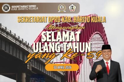 Sekretariat DPRD Barito Kuala Mengucapkan Selamat Ulang Tahun Yang ke 59 Bapak H. Bahriannoor S.Ap Wakil Ketua DPRD Kabupaten Barito Kuala Semoga Bertam