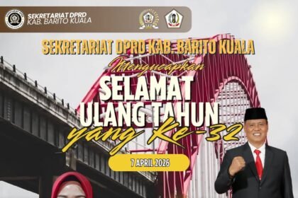 Sekretariat DPRD Kabupaten Barito Kuala Mengucapkan Selamat Ulang Tahun yang Ke 32 Ibu Ayu Dyan Liliana Sari Wiryono Amd. Keb. S.M Ketua DPRD Kabupaten B