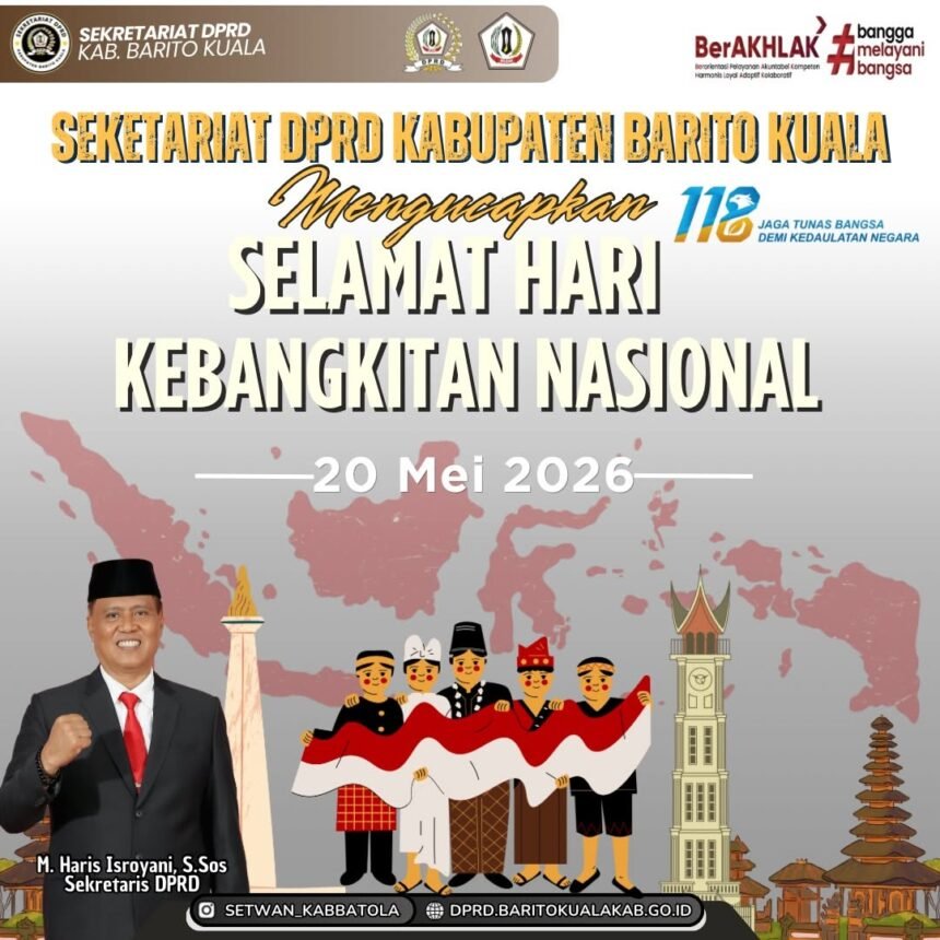 Sekretariat DPRD Kabupaten Barito Kuala Mengucapkan Selamat Memperingati Hari Kebangkitan Nasional 20 Mei 2026 JPG